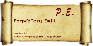 Porpáczy Emil névjegykártya